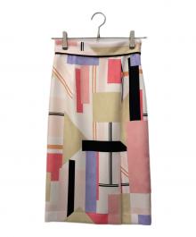 Pinky & Dianne（ピンキーアンドダイアン）の古着「カラーブロックプリントスカート」｜マルチカラー