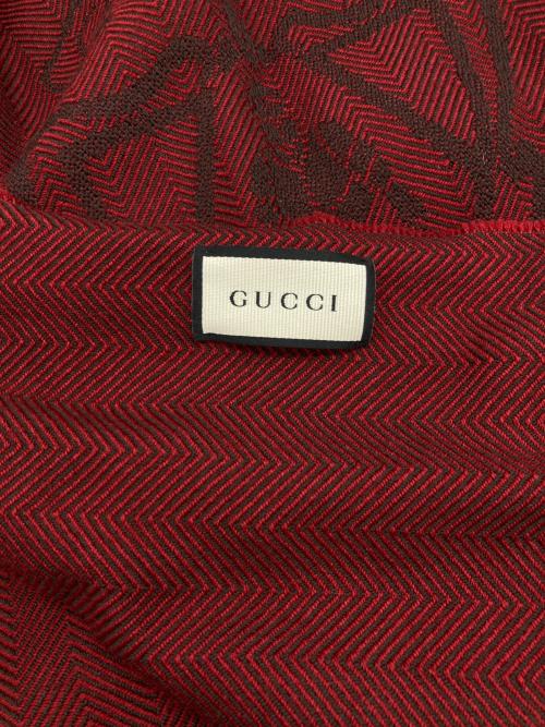 GUCCI（グッチ）GUCCI (グッチ) ヘリンボーンストール レッドの古着・服飾アイテム