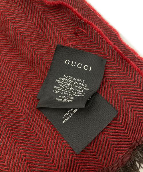 GUCCI（グッチ）GUCCI (グッチ) ヘリンボーンストール レッドの古着・服飾アイテム