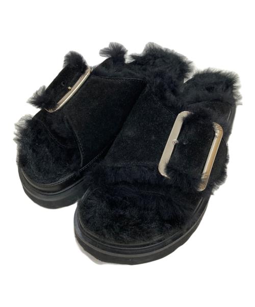 MOHI（モヒ）MOHI (モヒ) ファーサンダル ブラック サイズ:37の古着・服飾アイテム