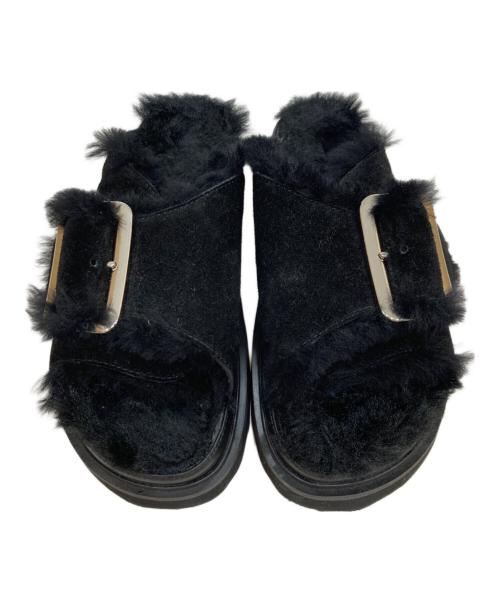 MOHI（モヒ）MOHI (モヒ) ファーサンダル ブラック サイズ:37の古着・服飾アイテム