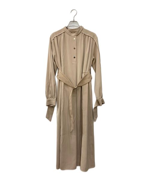 UNITED TOKYO（ユナイテッドトーキョー）UNITED TOKYO (ユナイテッドトーキョー) スタンドカラーシャーリングワンピース ベージュ サイズ:SIZE 0の古着・服飾アイテム