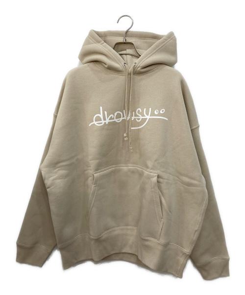 drowsy（ドロージー）drowsy (ドロージー) FRONT SIMPLE LOGO HOODIE ベージュ サイズ:Mの古着・服飾アイテム