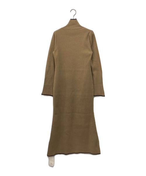 Noble（ノーブル）Noble (ノーブル) バイカラートリムリブニットワンピース ブラウン サイズ:FREEの古着・服飾アイテム