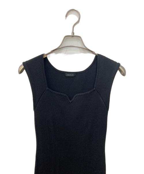 FRAY ID（フレイ アイディー）FRAY ID (フレイ アイディー) スクエアネック リブドレス ブラック サイズ:FREEの古着・服飾アイテム