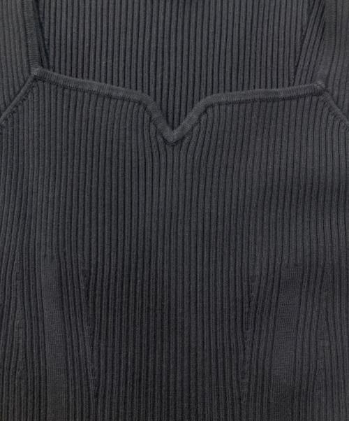 FRAY ID（フレイ アイディー）FRAY ID (フレイ アイディー) スクエアネック リブドレス ブラック サイズ:FREEの古着・服飾アイテム