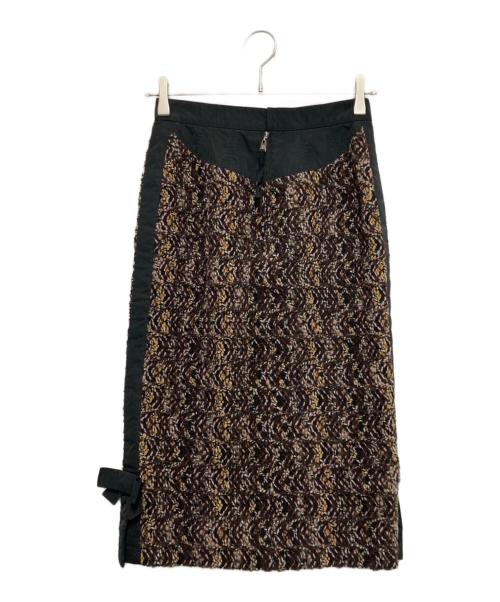 LOUIS VUITTON（ルイ ヴィトン）LOUIS VUITTON (ルイ ヴィトン) サイドリボンツイードスカート ブラウン サイズ:SIZE 36の古着・服飾アイテム