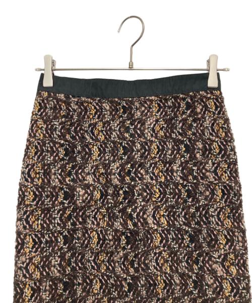 LOUIS VUITTON（ルイ ヴィトン）LOUIS VUITTON (ルイ ヴィトン) サイドリボンツイードスカート ブラウン サイズ:SIZE 36の古着・服飾アイテム