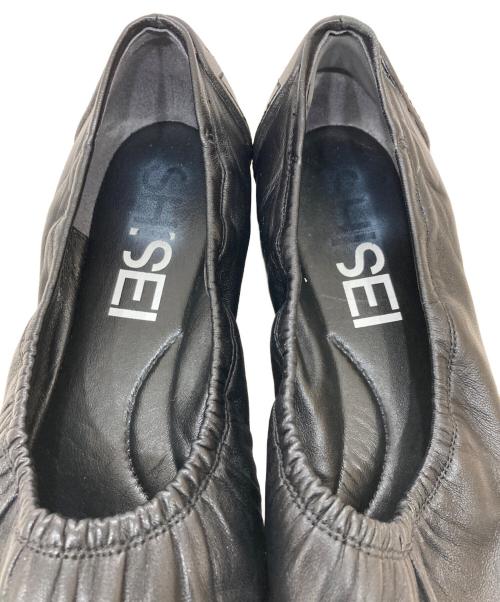 SHISEIDO（シセイドウ）SHISEIDO (シセイドウ) ギャザーバレエシューズ ブラック サイズ:SIZE 37 1/2の古着・服飾アイテム