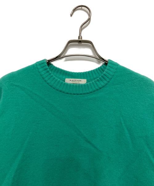 MACPHEE（マカフィー）MACPHEE (マカフィー) ラムカシミヤ ハイゲージ クルーネックプルオーバー グリーン サイズ:Sの古着・服飾アイテム