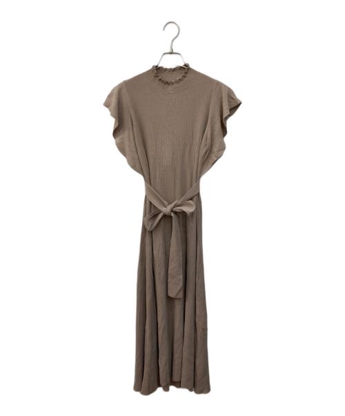 HER LIP TO（ハーリップトゥ）Her lip to (ハーリップトゥ) Ruffle Sleeve Belted Knit Dress ブラウン サイズ:Mの古着・服飾アイテム