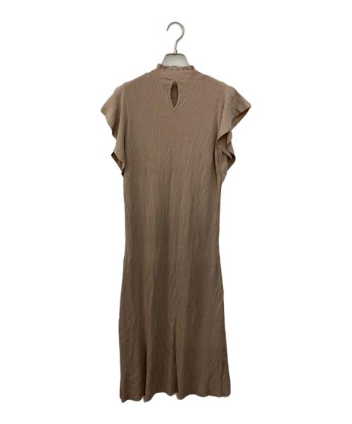 HER LIP TO（ハーリップトゥ）Her lip to (ハーリップトゥ) Ruffle Sleeve Belted Knit Dress ブラウン サイズ:Mの古着・服飾アイテム