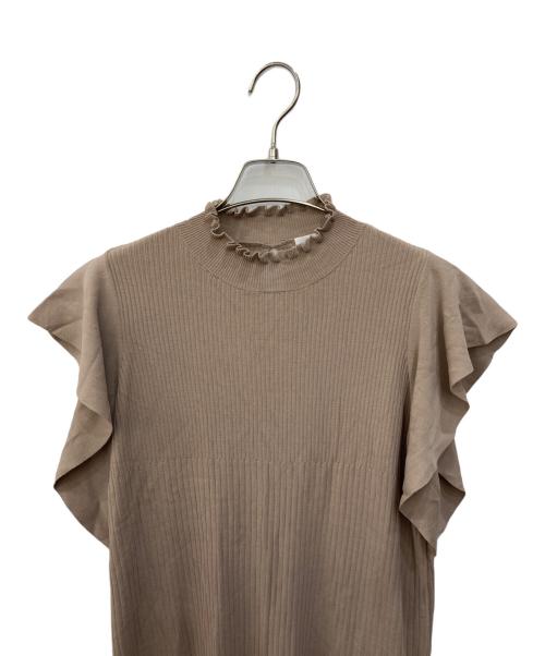 HER LIP TO（ハーリップトゥ）Her lip to (ハーリップトゥ) Ruffle Sleeve Belted Knit Dress ブラウン サイズ:Mの古着・服飾アイテム