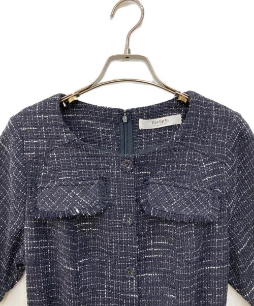 HER LIP TO（ハーリップトゥ）HER LIP TO (ハーリップトゥ) Classic Tweed Mini Dress ネイビー サイズ:Mの古着・服飾アイテム