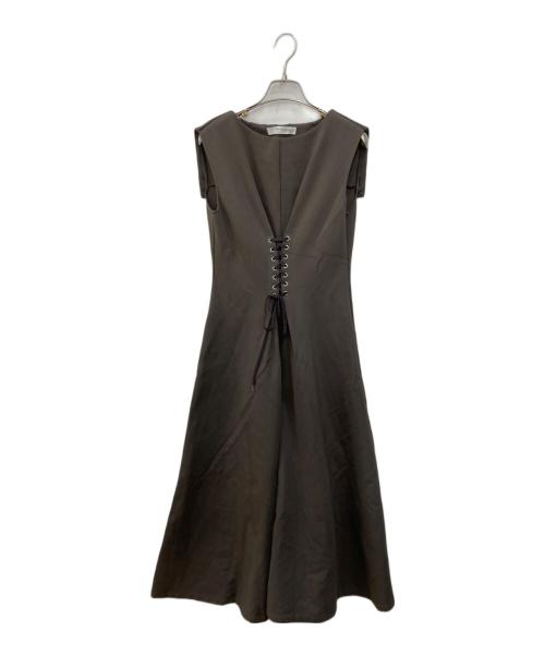 HER LIP TO（ハーリップトゥ）Her lip to (ハーリップトゥ) Front Lace-Up Midi Dress ブラウン サイズ:Mの古着・服飾アイテム