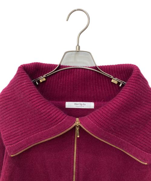 HER LIP TO（ハーリップトゥ）Her lip to (ハーリップトゥ) Big Collar Knit Top パープル サイズ:FREEの古着・服飾アイテム