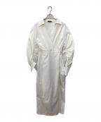 anuansアニュアンス）の古着「カシュクールギャザースリーブワンピース」｜ホワイト