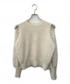 La boutique BonBonラブティックボンボン）の古着「【最強モテ】ヘアリーウールカシミヤ混スリットショルダーニット」｜アイボリー