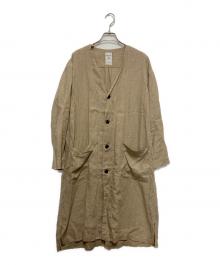 ORCIVAL（オーシバル）の古着「リネンクロスノーカラーコート」｜ベージュ