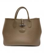 LONGCHAMPロンシャン）の古着「ROSEAUレザーハンドバッグ」｜グレー