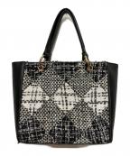 DIANAダイアナ）の古着「ツイード2WAYショルダーバッグ」｜ホワイト×ブラック