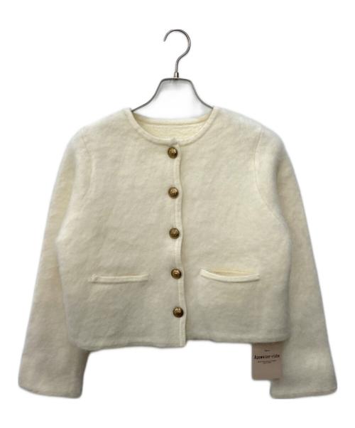 Apuweiser-riche（アプワイザーリッシェ）Apuweiser-riche (アプワイザーリッシェ) シャギーニットジャケット アイボリー サイズ:SIZE 2の古着・服飾アイテム