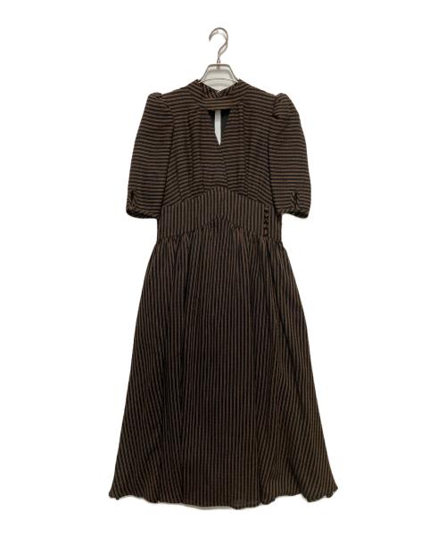HER LIP TO（ハーリップトゥ）Her lip to (ハーリップトゥ) striped midi dress ブラウン サイズ:Mの古着・服飾アイテム