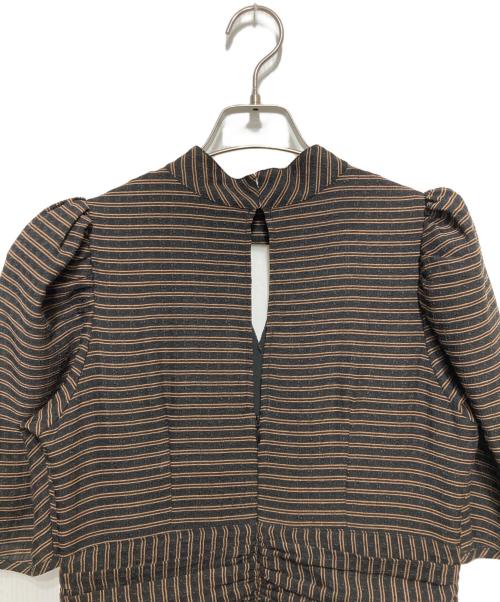 HER LIP TO（ハーリップトゥ）Her lip to (ハーリップトゥ) striped midi dress ブラウン サイズ:Mの古着・服飾アイテム