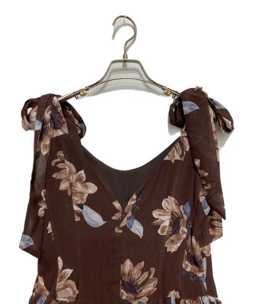HER LIP TO（ハーリップトゥ）Her lip to (ハーリップトゥ) Sunflower-Printed Midi Dress ブラウン サイズ:Mの古着・服飾アイテム