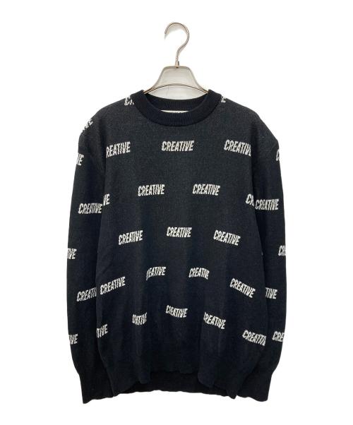 TTT MSW（ティー）TTT MSW (ティー) creative drug store (クリエイティヴドラッグストア) 総柄ニット ブラック サイズ:Mの古着・服飾アイテム