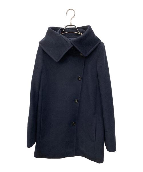 MaxMara（マックスマーラ）MaxMara (マックスマーラ) キャメルウールフーデッドコート ネイビー サイズ:Sの古着・服飾アイテム