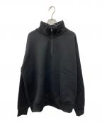 AURALEEオーラリー）の古着「BAGGY POLYESTER SWEAT HALF ZIP」｜ブラック