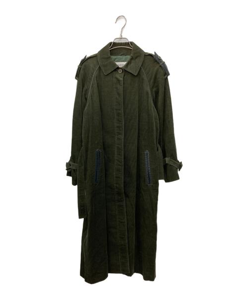 Yves Saint Laurent（イヴサンローラン）Yves Saint Laurent (イヴサンローラン) コーデュロイステンカラーコート グリーン サイズ:Mの古着・服飾アイテム
