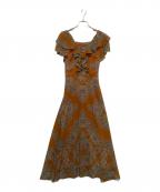 GRACE CONTINENTAL（グレースコンチネンタル）の古着「オーナメントフリルワンピース」｜オレンジ