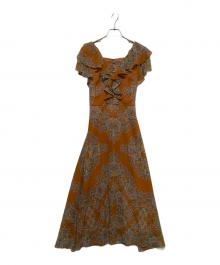 GRACE CONTINENTAL（（グレースコンチネンタル）の古着「オーナメントフリルワンピース」｜オレンジ