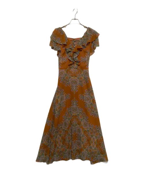 GRACE CONTINENTAL（（グレースコンチネンタル）GRACE CONTINENTAL (（グレースコンチネンタル) オーナメントフリルワンピース オレンジ サイズ:Sの古着・服飾アイテム