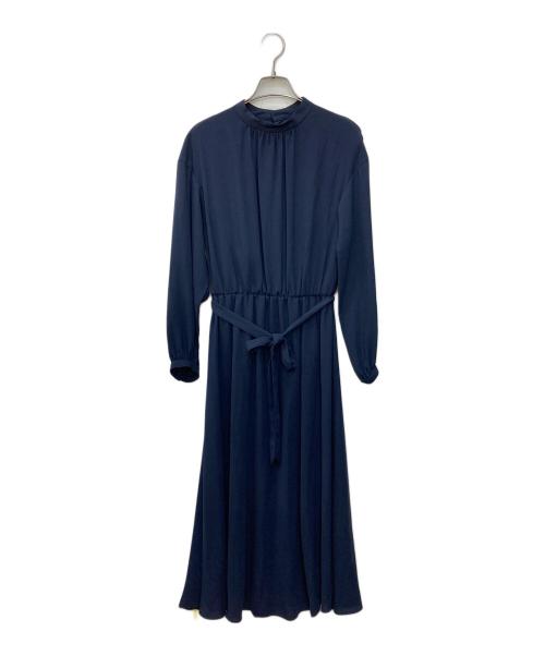 green label relaxing（グリーンレーベルリラクシング）green label relaxing (グリーンレーベルリラクシング) ジョーゼット ハイネック ギャザー ワンピース ネイビー サイズ:SIZE Free 未使用品の古着・服飾アイテム