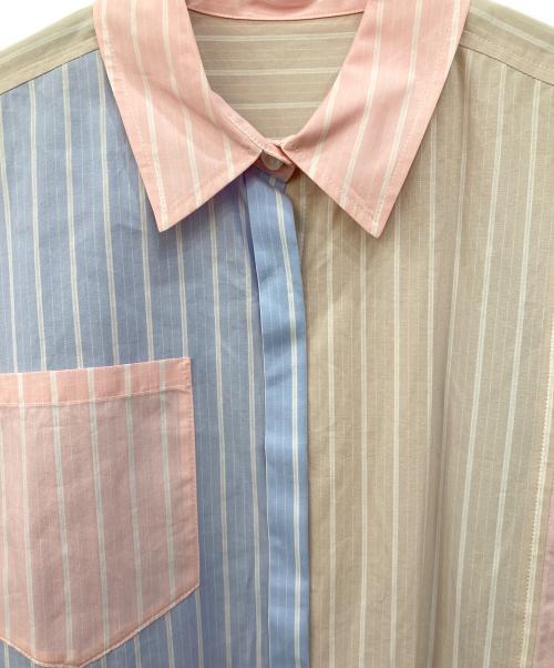 Diagram（ダイアグラム）Diagram (ダイアグラム) パッチワークシャツワンピース ピンク×ブルー サイズ:SIZE 36の古着・服飾アイテム