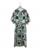 GRACE CONTINENTAL（グレースコンチネンタル）の古着「フラワー刺繍ポンチョワンピース」｜ホワイト×グリーン