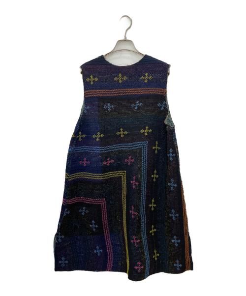 BEARDSLEY（ビアズリー）BEARDSLEY (ビアズリー) 刺し子調ワンピース ネイビー サイズ:FREEの古着・服飾アイテム