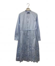 POLO RALPH LAUREN（ポロ・ラルフローレン）の古着「アイレットエンブロイダード コットン シャツドレス」｜スカイブルー