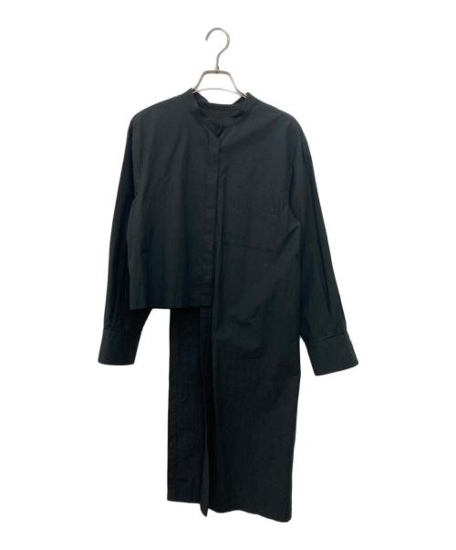 PUBLIC TOKYO（パブリックトウキョウ）PUBLIC TOKYO (パブリックトウキョウ) バンドカラーアシンメトリーシャツ ブラック サイズ:FREEの古着・服飾アイテム