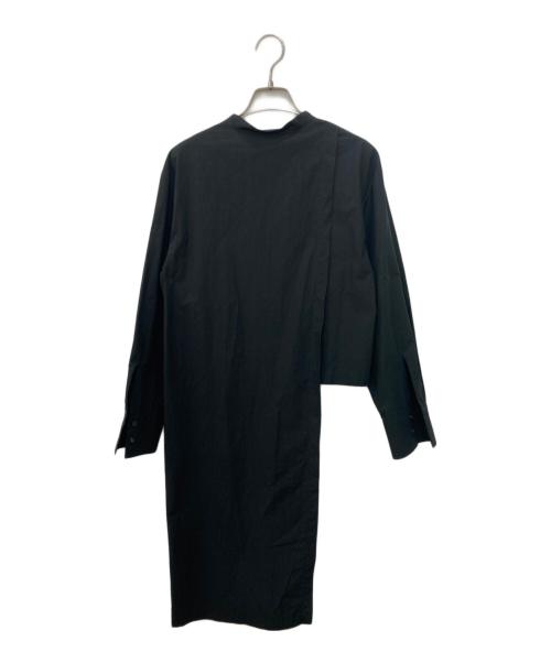 PUBLIC TOKYO（パブリックトウキョウ）PUBLIC TOKYO (パブリックトウキョウ) バンドカラーアシンメトリーシャツ ブラック サイズ:FREEの古着・服飾アイテム