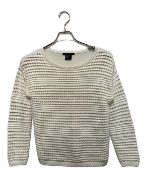 ARMANI EXCHANGE（アルマーニ エクスチェンジ）ARMANI EXCHANGE (アルマーニ エクスチェンジ) フロントメッシュニット ホワイト サイズ:XSの古着・服飾アイテム