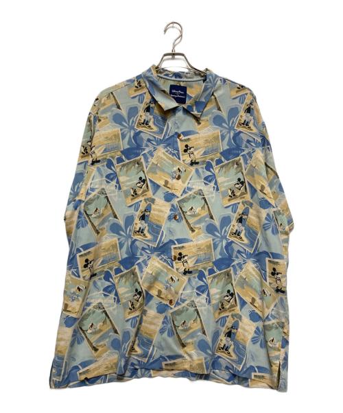 DISNEY（ディズニー）Disney (ディズニー) TOMMY BAHAMA (トミーバハマ) シルクアロハシャツ ブルー サイズ:XXLの古着・服飾アイテム