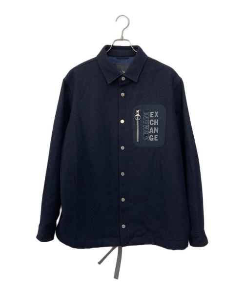 ARMANI EXCHANGE（アルマーニ エクスチェンジ）ARMANI EXCHANGE (アルマーニ エクスチェンジ) ウールシャツジャケット ネイビー サイズ:Lの古着・服飾アイテム