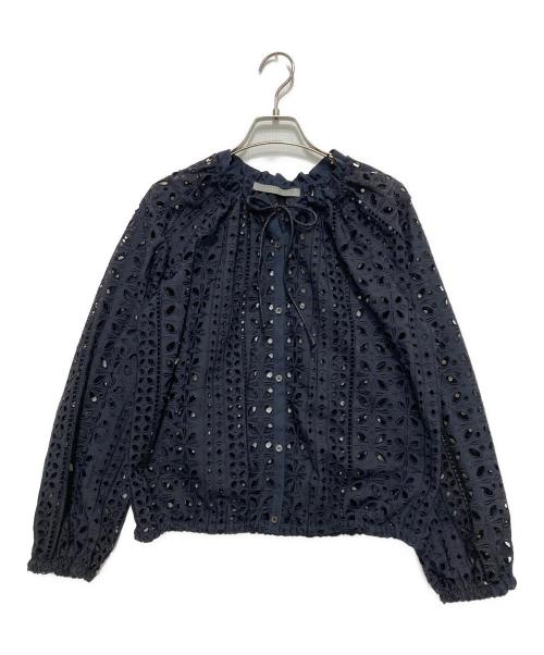 theory luxe（セオリーリュクス）theory luxe (セオリーリュクス) エンブロイダリー シャツブルゾン ネイビー サイズ:Mの古着・服飾アイテム