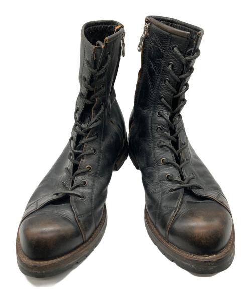 MIHARA YASUHIRO（ミハラヤスヒロ）MIHARA YASUHIRO (ミハラヤスヒロ) エイジング加工レースアップブーツ ブラック サイズ:26㎝の古着・服飾アイテム