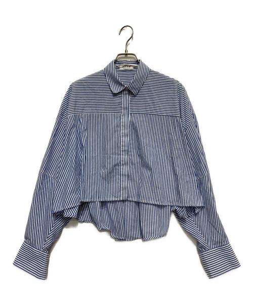 MARW UNITED ARROWS（マルゥ ユナイテッドアローズ）MARW UNITED ARROWS (マルゥ ユナイテッドアローズ) ストライプバールーンスリーブショートシャツ ホワイト×ブルー サイズ:不明の古着・服飾アイテム