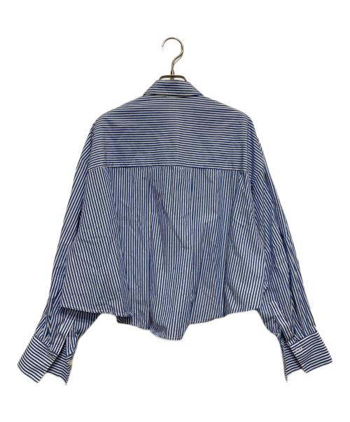 MARW UNITED ARROWS（マルゥ ユナイテッドアローズ）MARW UNITED ARROWS (マルゥ ユナイテッドアローズ) ストライプバールーンスリーブショートシャツ ホワイト×ブルー サイズ:不明の古着・服飾アイテム